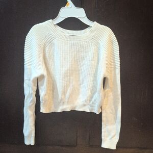 Forever 21 White Ribbed Knit Crop Sweater
